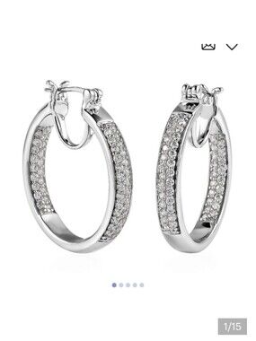 🆕️✨️ Karis Simulated Diamond Hoop Earrings in Platinum Bond 2.65 ctw✨️